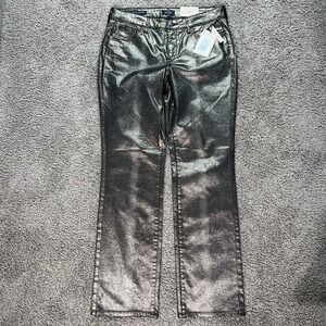 NYDJ Marilyn Straight Copper Coated Snake Jean Women's 10 Metallic